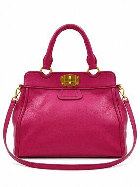 Miu Miu Pink Leather Satchel Tote Shoulder Bag with Strap & Card
